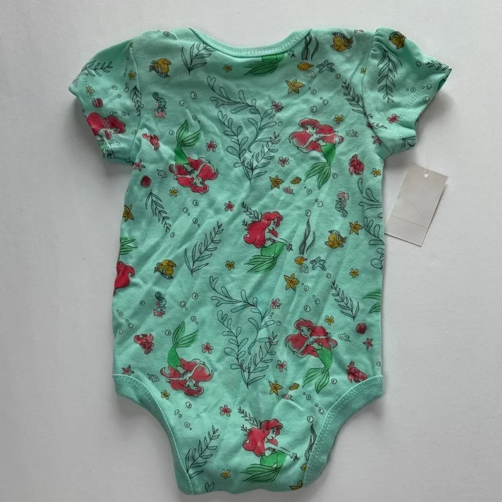 Disney Baby Ariel Sea Green Bodysuit Size 6-9 Months